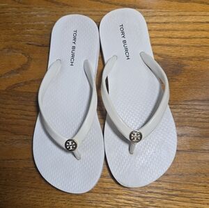Tory Burch White Flip Flops
